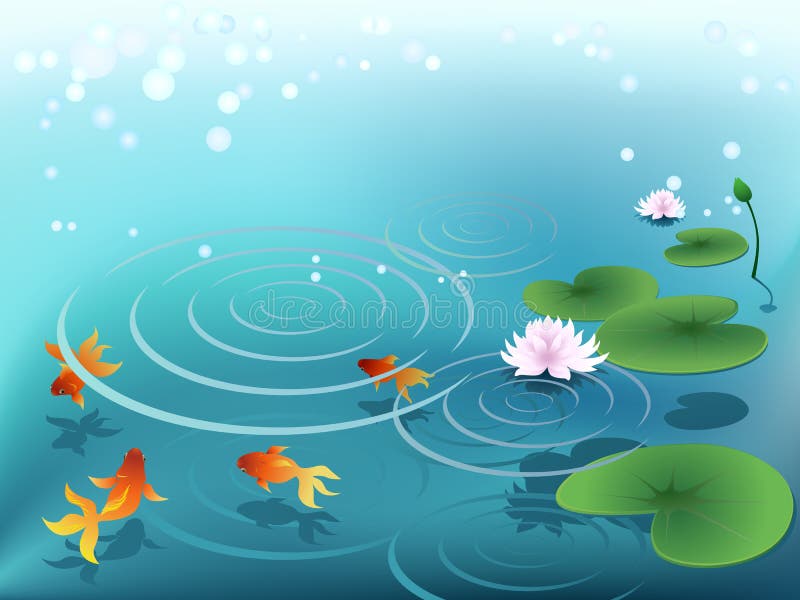 Pond with goldfish and water lily. Pond with goldfish and water lily