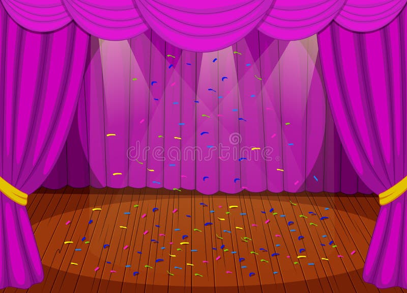 Étape avec les rideaux pourpres illustration stock Étape avec les rideaux pourpres illustration stock