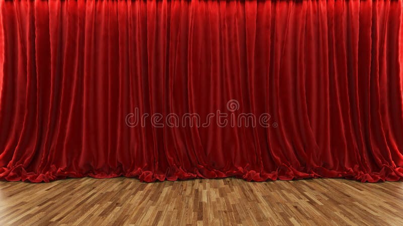 étape de théâtre du rendu 3d avec le rideau rouge et le plancher en bois illustration stock étape de théâtre du rendu 3d avec le rideau rouge et le plancher en bois illustration stock