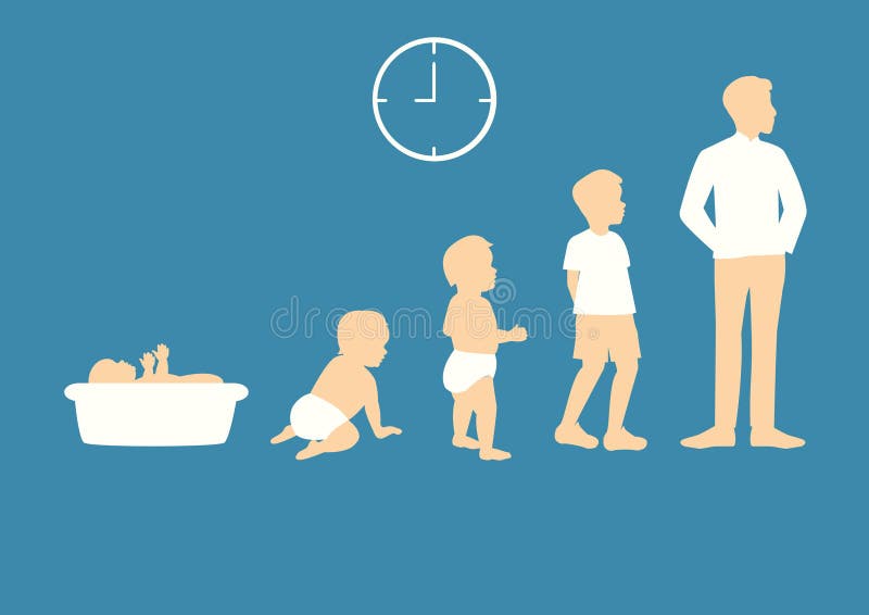 A Quelle Age Arretons De Grandir Évolution humaine d'âge illustration de vecteur. Illustration du