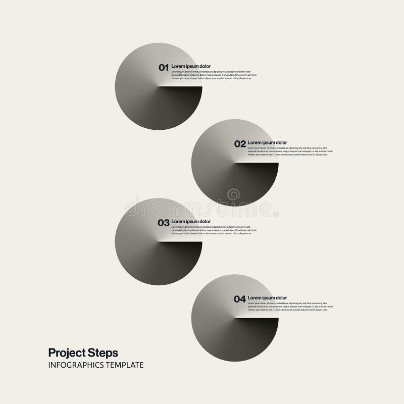 Étapes du projet Infographie Modèle de conception minimale avec éléments circulaires. vecteur eps10 modifiable. illustration libre de droits