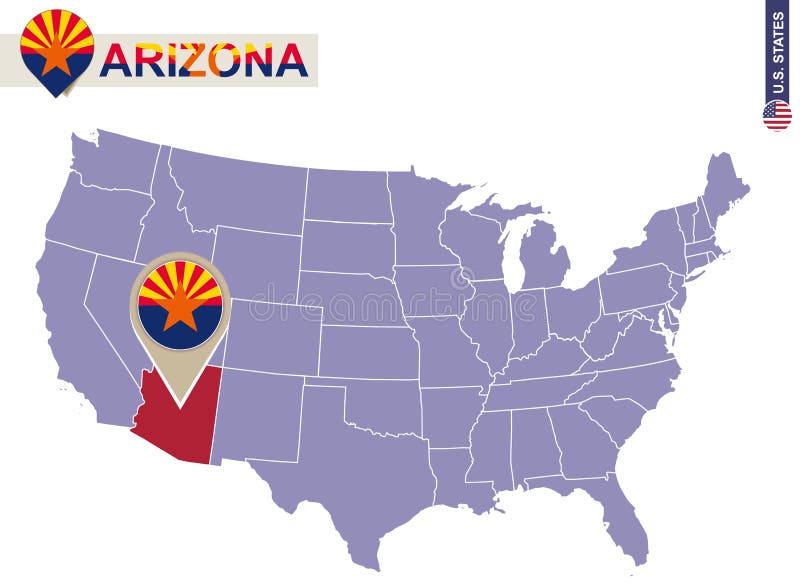 État de l'Arizona sur la carte des Etats-Unis Drapeau et carte de l'Arizona illustration de vecteur État de l'Arizona sur la carte des Etats-Unis Drapeau et carte de l'Arizona illustration de vecteur