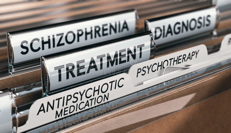 États de santé, diagnostic de schizophrénie et traitement mentaux avec le médicament antipsychotique et la psychothérapie