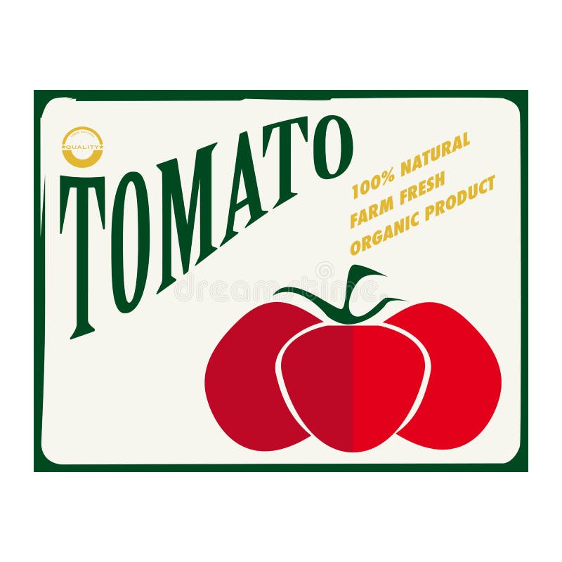 Alimentary tag with a great tomato. Alimentary tag with a great tomato