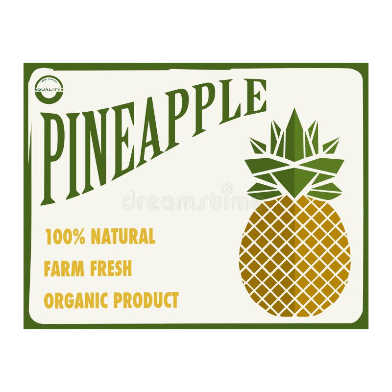 Alimentary tag with a great pineapple. Alimentary tag with a great pineapple