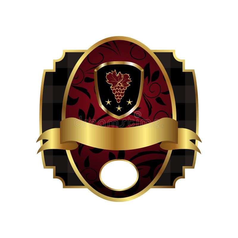 Étiquette royale avec la trame d'or, écran protecteur, tête illustration stock Étiquette royale avec la trame d'or, écran protecteur, tête illustration stock