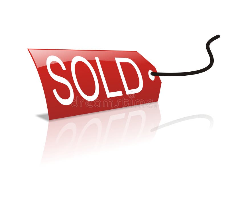 Étiquette VENDUE rouge fraîche d'étiquette de graphisme illustration stock Étiquette VENDUE rouge fraîche d'étiquette de graphisme illustration stock