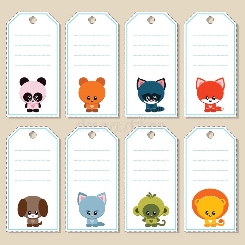 Étiquettes animales de cadeau illustration libre de droits Étiquettes animales de cadeau illustration libre de droits