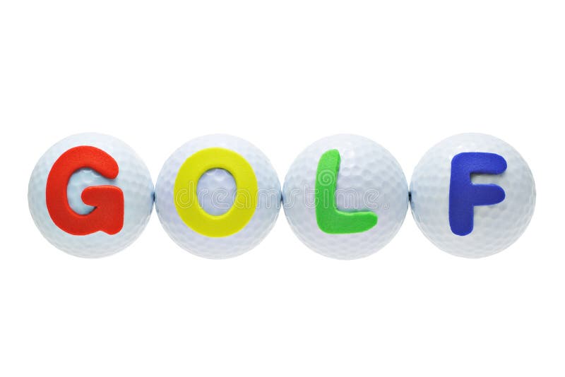 Étiquettes d'alphabet sur des billes de golf photos libres de droits Étiquettes d'alphabet sur des billes de golf photos libres de droits