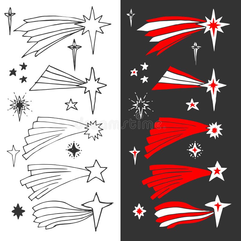 Étoiles de Noël et étoile tirées par la main de Bethlehem pour des illustrations d'hiver et de vacances illustration stock Étoiles de Noël et étoile tirées par la main de Bethlehem pour des illustrations d'hiver et de vacances illustration stock