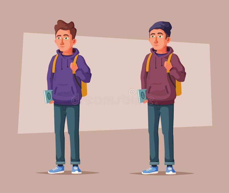 Étudiant heureux avec un sac à dos et un livre Jeune homme gai Illustration de vecteur de dessin animé illustration libre de droits Étudiant heureux avec un sac à dos et un livre Jeune homme gai Illustration de vecteur de dessin animé illustration libre de droits