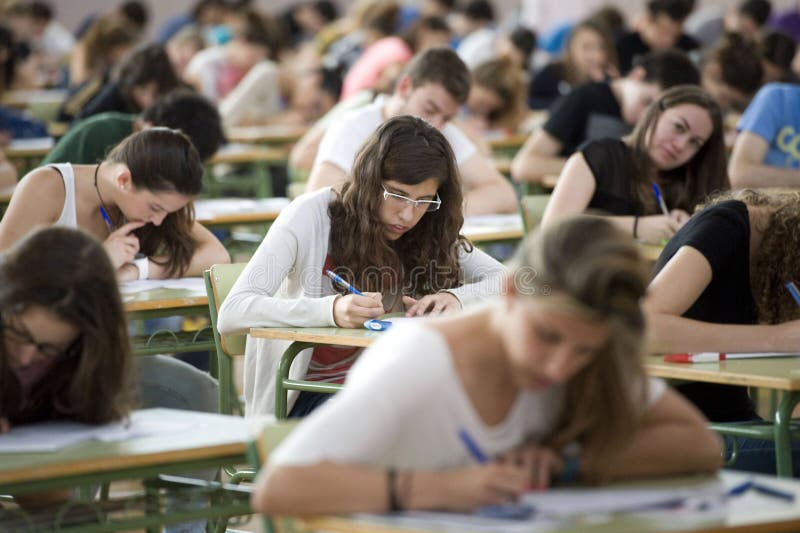 Students during their college examination day in the island of Majorca, Spain. Students during their college examination day in the island of Majorca, Spain