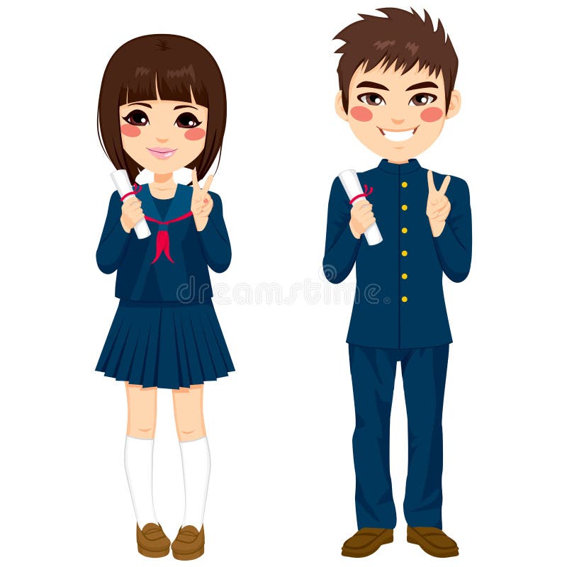 Étudiants japonais uniformes illustration libre de droits Étudiants japonais uniformes illustration libre de droits