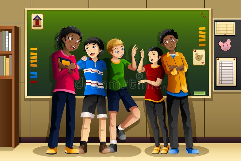 Étudiants multi-ethniques dans la salle de classe illustration stock Étudiants multi-ethniques dans la salle de classe illustration stock