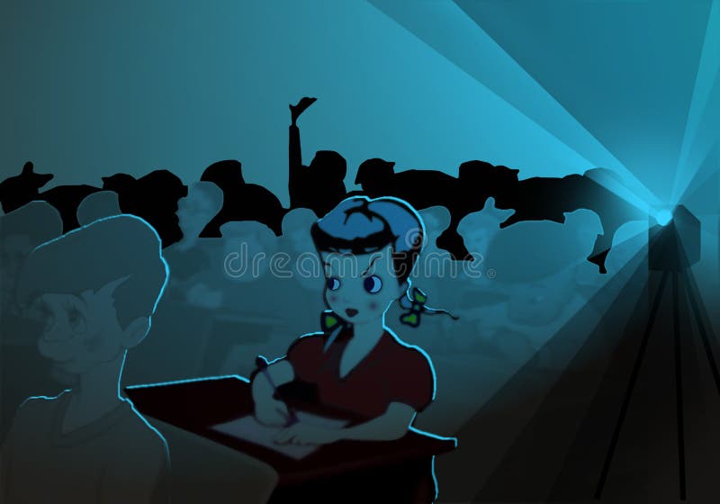 Étudiants observant le film dans la classe illustration libre de droits Étudiants observant le film dans la classe illustration libre de droits