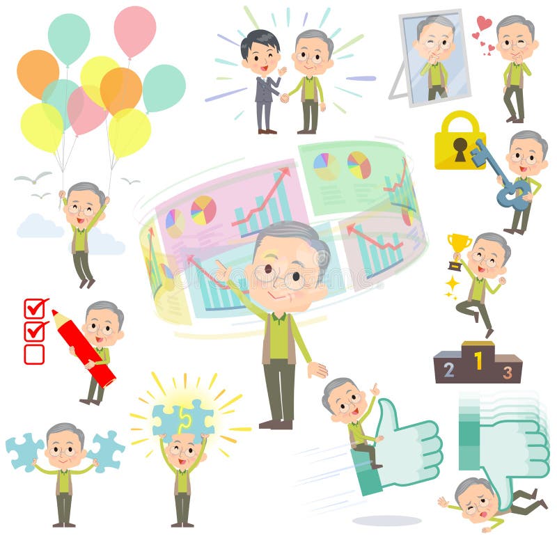 Éxito de abuelo y positivo del chaleco verde libre illustration Éxito de abuelo y positivo del chaleco verde libre illustration