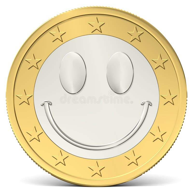 Één euro muntstuk gelukkige smiley