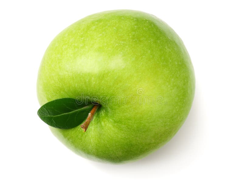 Één groene die appel op witte achtergrond wordt geïsoleerd Hoogste mening royalty-vrije stock afbeelding Één groene die appel op witte achtergrond wordt geïsoleerd Hoogste mening royalty-vrije stock afbeelding