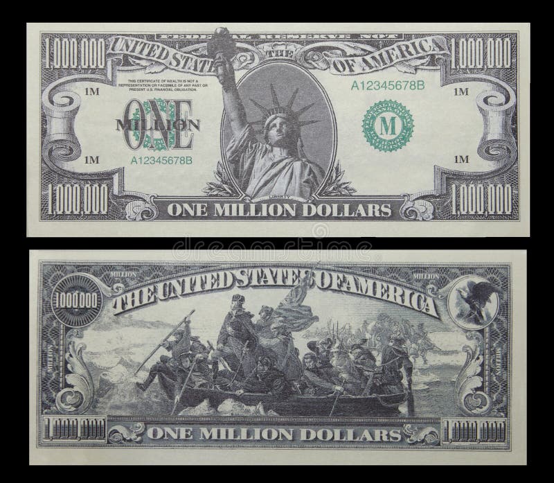 One million dollar bill American money. Fake 1 mill note. One million dollar bill American money. Fake 1 mill note.
