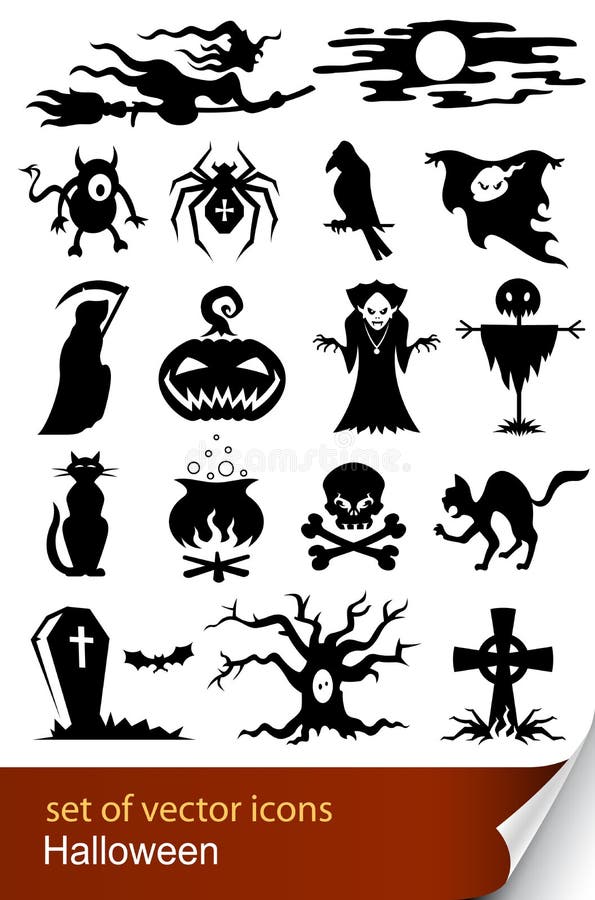Ícone ajustado de Halloween ilustração royalty free Ícone ajustado de Halloween ilustração royalty free