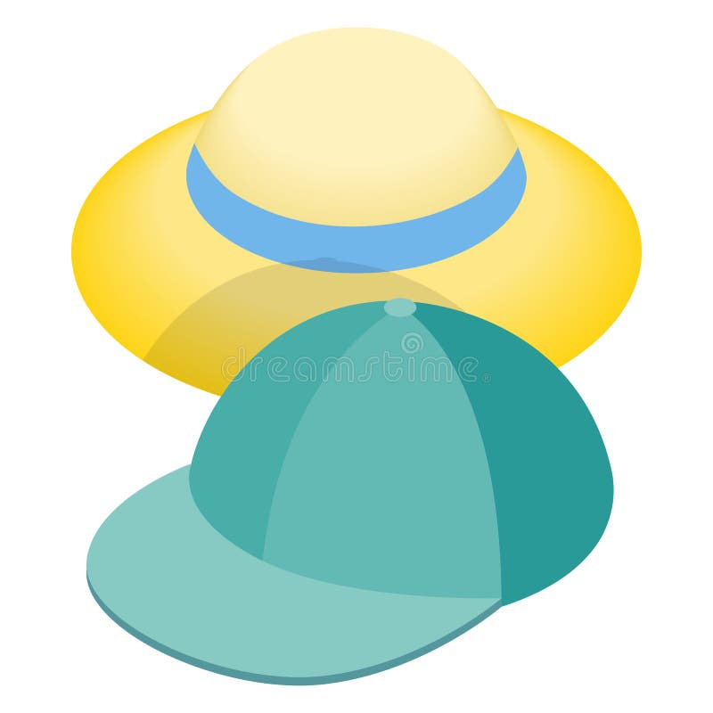 Ícone azul do chapéu do boné de beisebol e de palha ilustração do vetor Ícone azul do chapéu do boné de beisebol e de palha ilustração do vetor