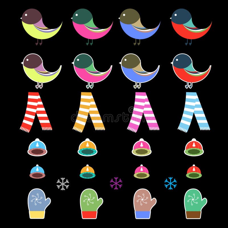 Ícone bonito do Natal do inverno ajustado no estilo liso do projeto ilustração stock Ícone bonito do Natal do inverno ajustado no estilo liso do projeto ilustração stock