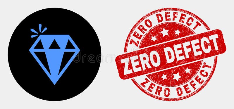 Ícone brilhante da faísca do vetor e selo do defeito zero do Grunge ilustração royalty free Ícone brilhante da faísca do vetor e selo do defeito zero do Grunge ilustração royalty free