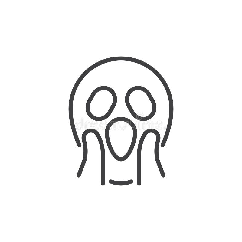 Ícone chocado do esboço do emoji da cara ilustração royalty free Ícone chocado do esboço do emoji da cara ilustração royalty free
