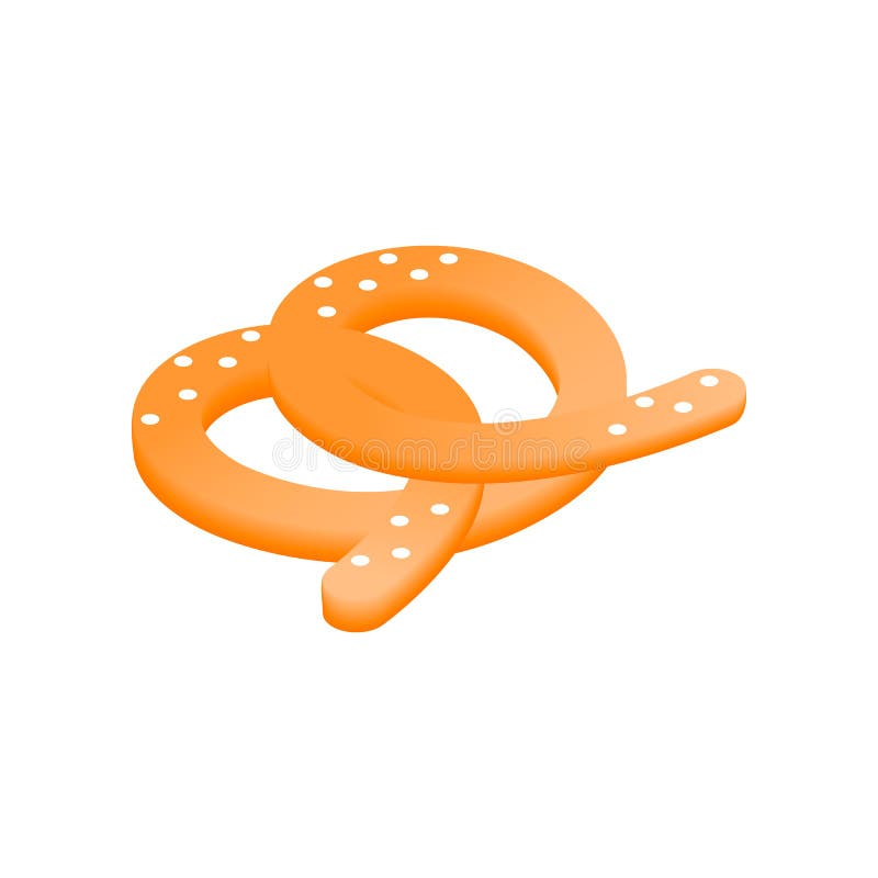 Ícone 3d isométrico do pretzel ilustração stock Ícone 3d isométrico do pretzel ilustração stock