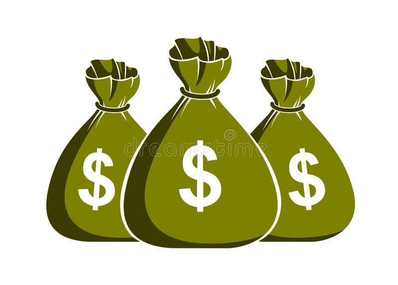 Ícone da ilustração do vetor do saco do dinheiro de três moneybags ou tema simplistas do logotipo, do negócio e da finança