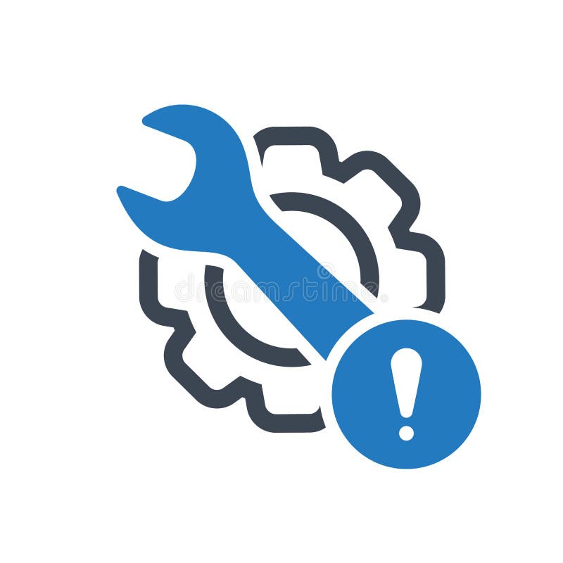 Ícone da manutenção com marca de exclamação Ícone da manutenção e alerta, erro, alarme, símbolo do perigo ilustração do vetor Ícone da manutenção com marca de exclamação Ícone da manutenção e alerta, erro, alarme, símbolo do perigo ilustração do vetor