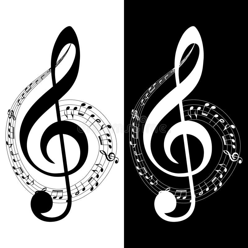Ícone da nota da música Variações preto e branco Redemoinho das notas da música ilustração do vetor Ícone da nota da música Variações preto e branco Redemoinho das notas da música ilustração do vetor