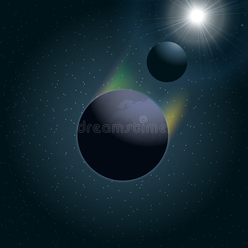 Ícone da terra do planeta do vetor de Digitas com lua ilustração do vetor Ícone da terra do planeta do vetor de Digitas com lua ilustração do vetor