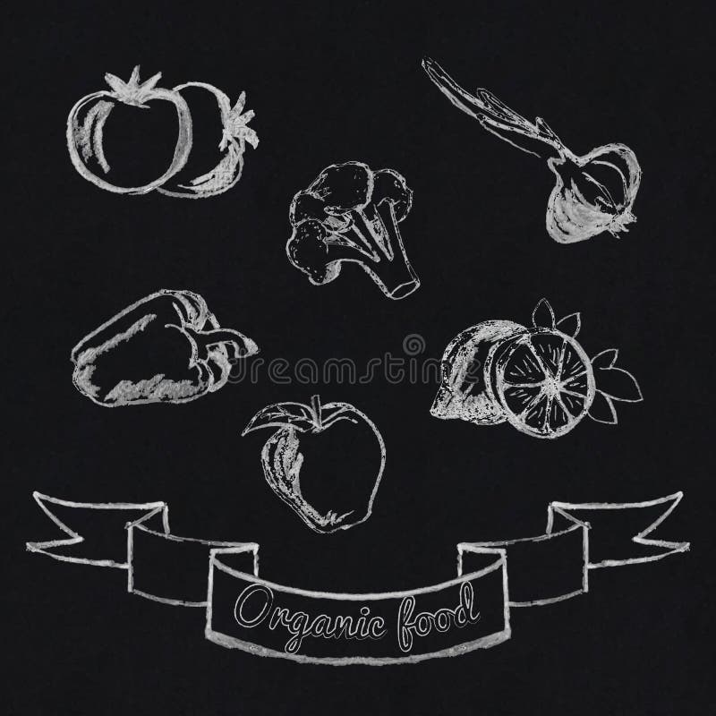 Ícone das frutas e legumes do giz ilustração stock Ícone das frutas e legumes do giz ilustração stock
