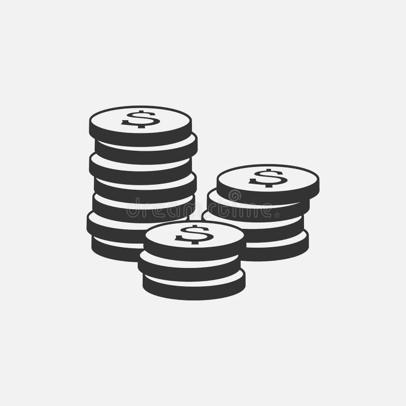 Ícone das moedas isolado no fundo cinzento Grupo do ícone do dinheiro Linha símbolo do dinheiro para o projeto da site ilustração royalty free Ícone das moedas isolado no fundo cinzento Grupo do ícone do dinheiro Linha símbolo do dinheiro para o projeto da site ilustração royalty free