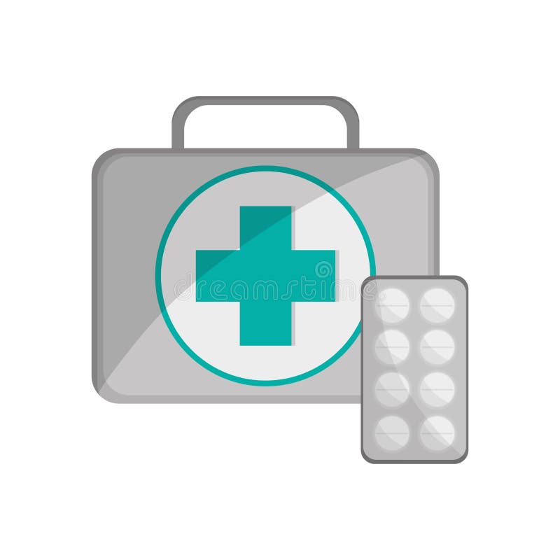 Ícone das tabuletas do kit de primeiros socorros e da medicina ilustração royalty free Ícone das tabuletas do kit de primeiros socorros e da medicina ilustração royalty free