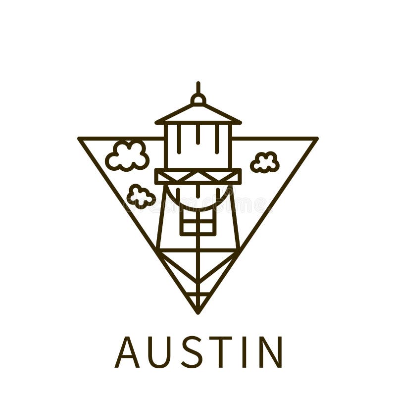 Ícone de Austin Elemento da cidade no ícone do triângulo ilustração do vetor Ícone de Austin Elemento da cidade no ícone do triângulo ilustração do vetor