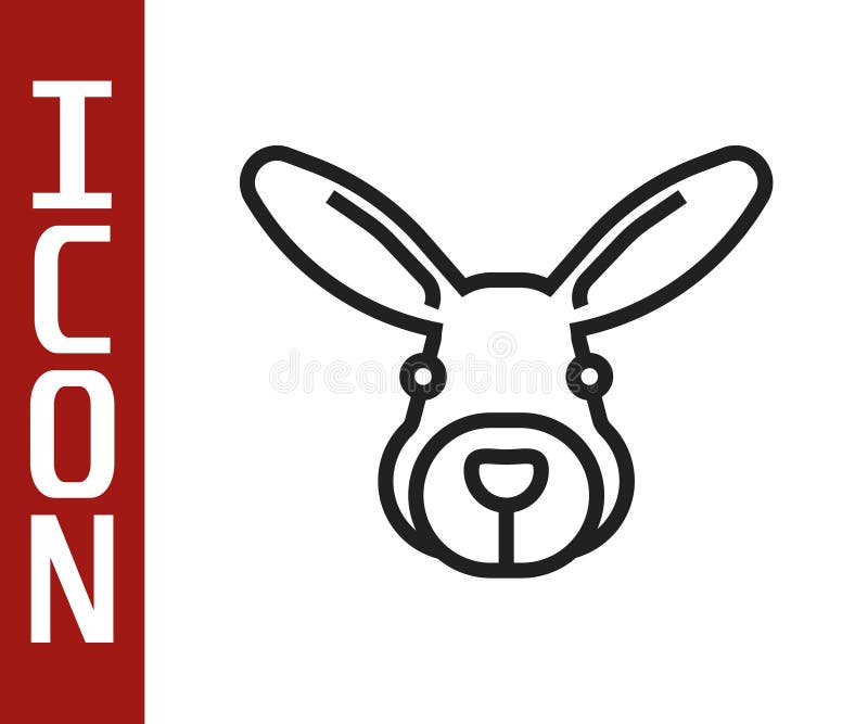 ícone de cabeça de coelho de linha preta isolado em fundo branco. vetor ilustração royalty free