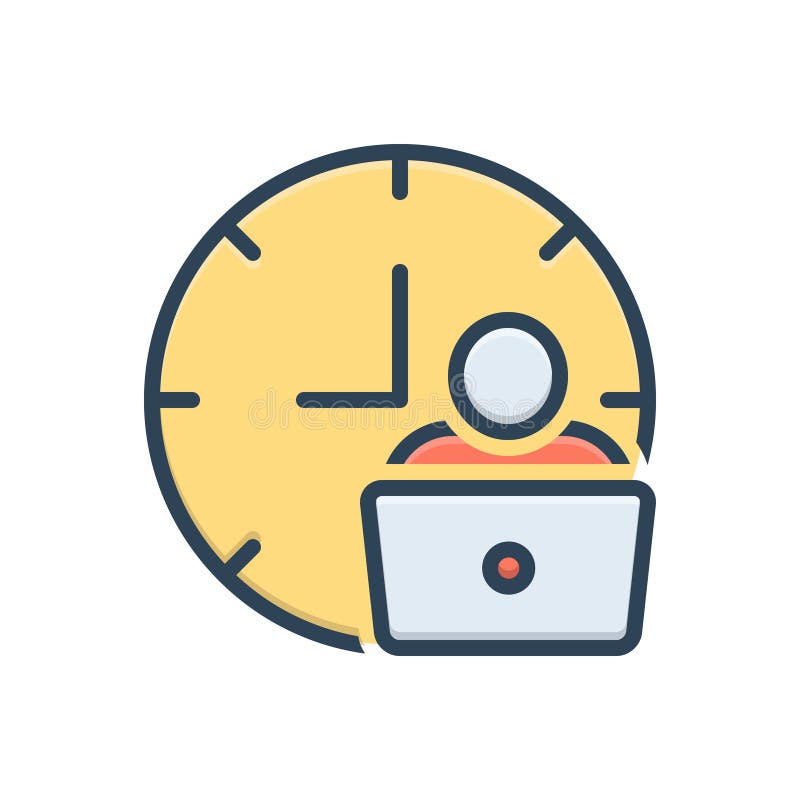 Color illustration icon for Man Hour, laptop, logo, man, hour,  work and hourly. Color illustration icon for Man Hour, laptop, logo, man, hour,  work and hourly