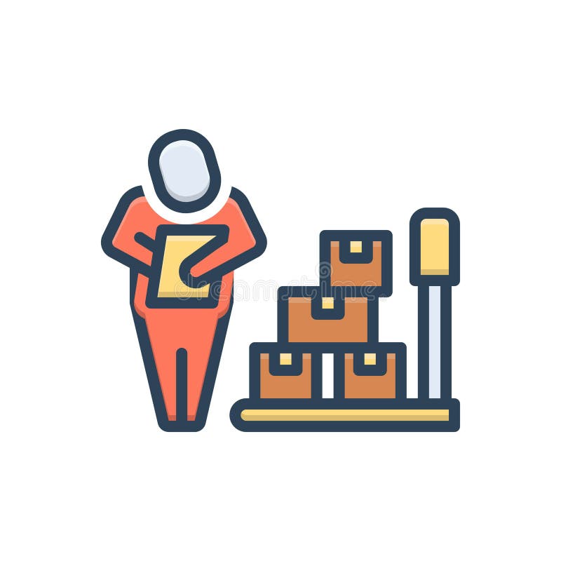 Color illustration icon for Checking, check, test, find, luggage, weigh, heft, baggage and service. Color illustration icon for Checking, check, test, find, luggage, weigh, heft, baggage and service