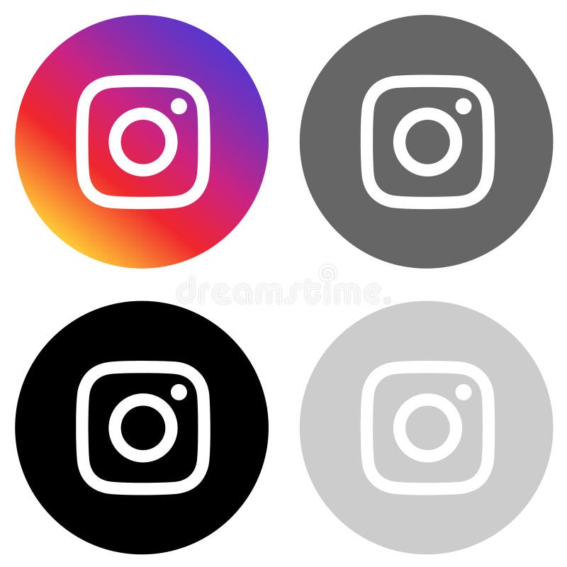 Rounded colored & black and white instagram icon with white background for web & printing purpose. Rounded colored & black and white instagram icon with white background for web & printing purpose.