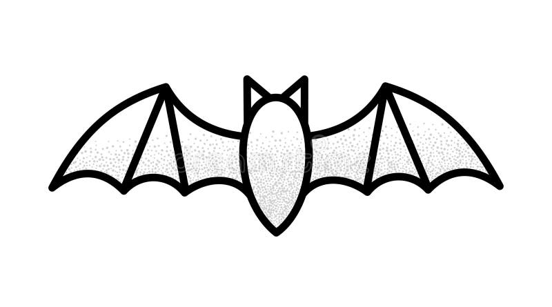 Ícone de Linha Bat. Design de Halloween branco e preto minimalista ilustração do vetor