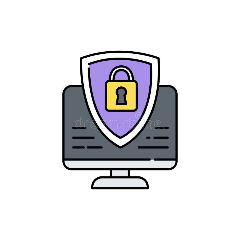 ícone de linha de cor de segurança cibernética. pictograma para o programa de aplicativo móvel de página da Web