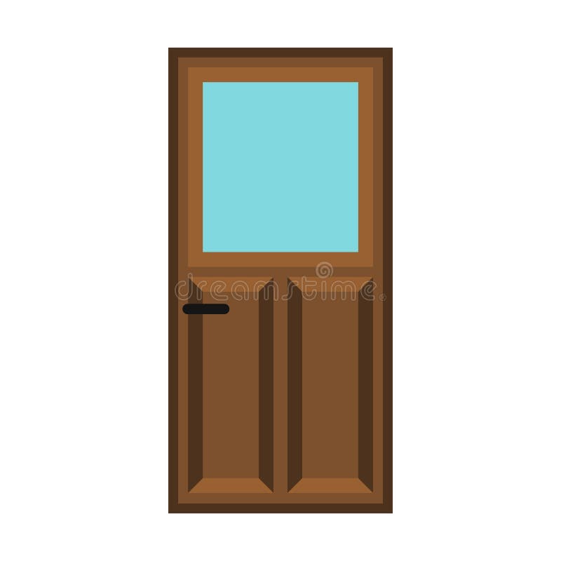Ícone de madeira da porta do apartamento interior, estilo liso ilustração stock Ícone de madeira da porta do apartamento interior, estilo liso ilustração stock
