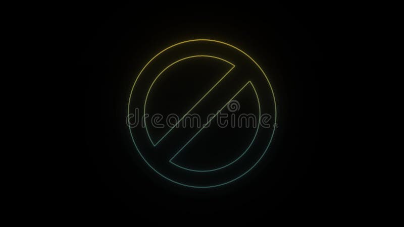ícone de proibição de neon brilhante em fundo preto.