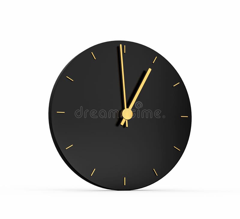 A premium gold clock icon showing 1 o&#x27;clock isolated on a white background. A premium gold clock icon showing 1 o&#x27;clock isolated on a white background