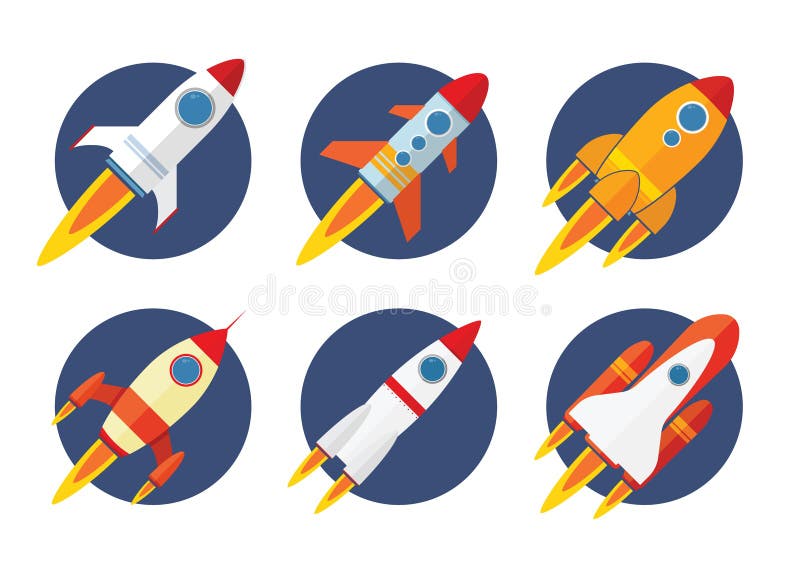 rocket icon collection set with flat design. rocket icon collection set with flat design