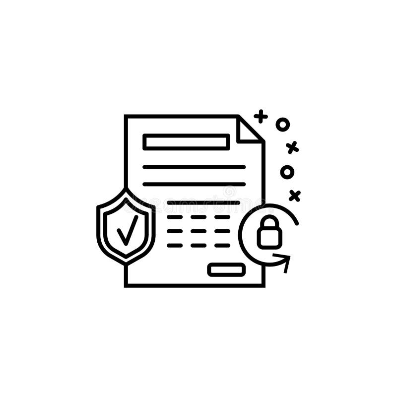 Ícone de segurança de bloqueio de blindagem de documentos Elemento do ícone de segurança cibernética ilustração royalty free