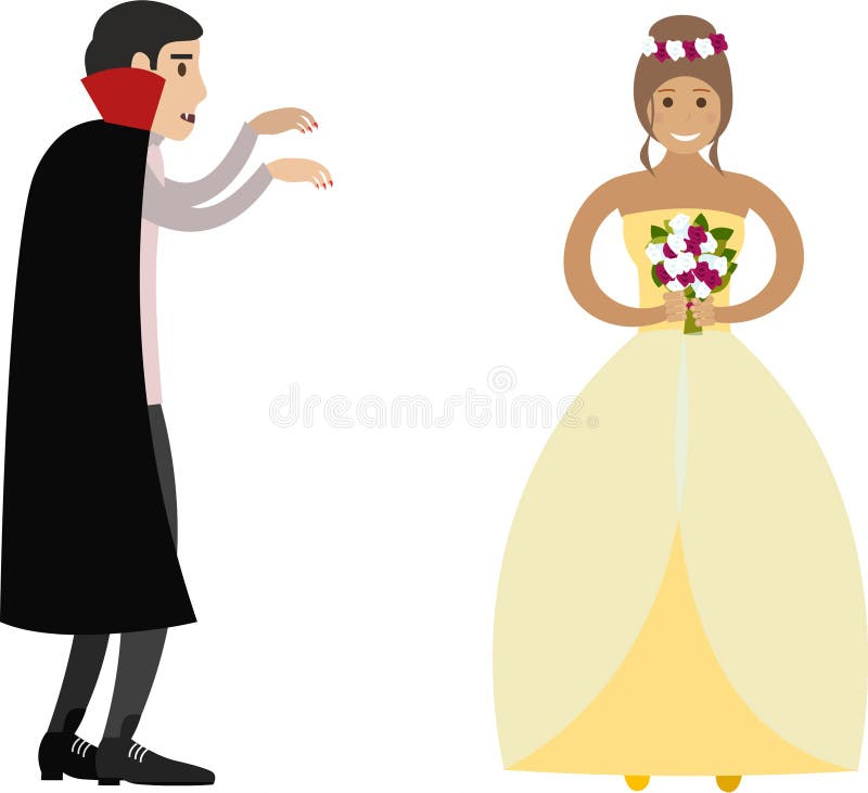 ícone de vetor de noiva e dracula isolado em branco ilustração royalty free