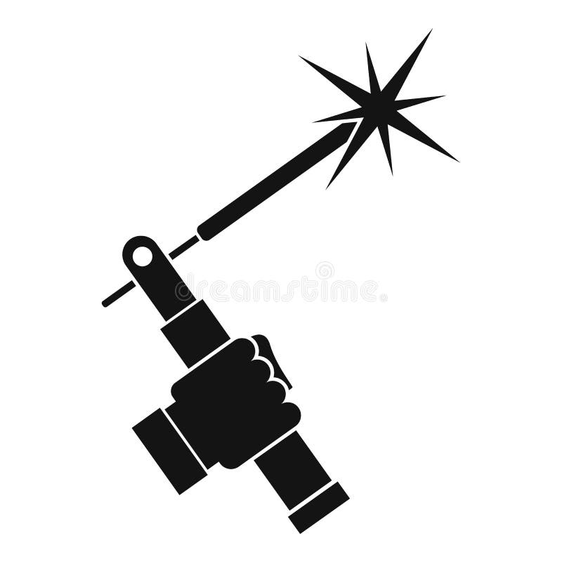 Mig welding torch in hand icon in simple style isolated vector illustration. Mig welding torch in hand icon in simple style isolated vector illustration